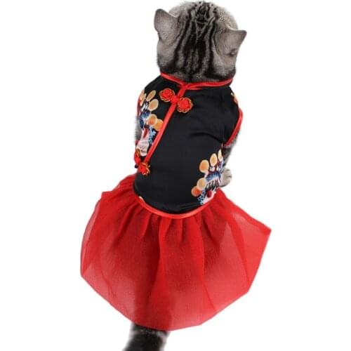 Cats Dogs Dresses Chinese Peking Opera & Cheongsam Style Dresses for Pets Elastic Fabric Cat Dog Clothes katten kleding S-XXL