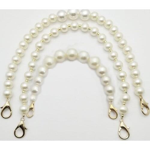 DIY Sweet Faux Pearl Beaded Handbag Strap Women Lady Purse Belts White Replacement Bag Handle Shoulder Bag Strap Bag Accessories