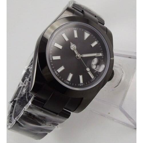 Luxury 40mm Mechancial Men Watch Black Dial Sapphire Glass MIYOTA Movement Automatic Date Function