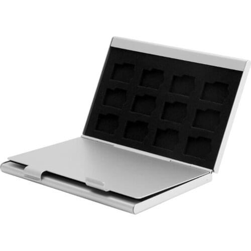 Silver Aluminum Memory Card Storage Case Box Holder For 24 TF Cards