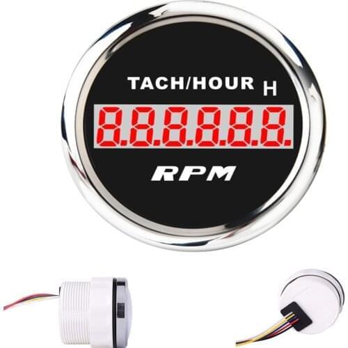 Waterproof Digital Tachometer 0~9999 RPM Gauge with Digital 0~99999.9 Hourmeter for Car Boat