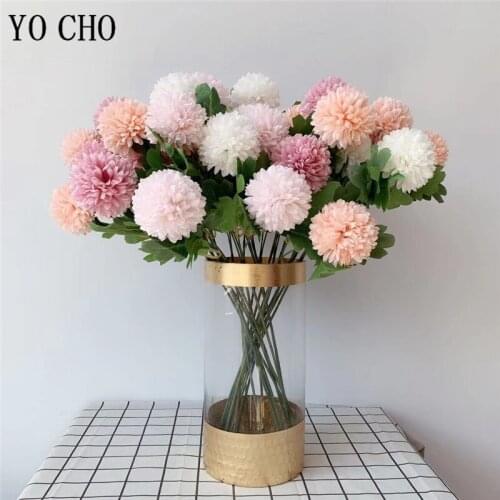 YO CHO Fake Pompon Artificial Flower Silk Dandelion Onions Ball Flower Arrangement DIY Bouquet Home Party Wedding Table Decor