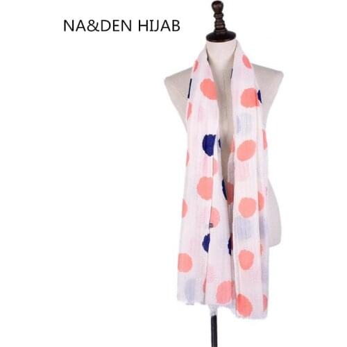 New design hot sale colorful dot print fringe hijab women scarf wraps fashion muslim foulard bandana fast shipping 10pcs/lot