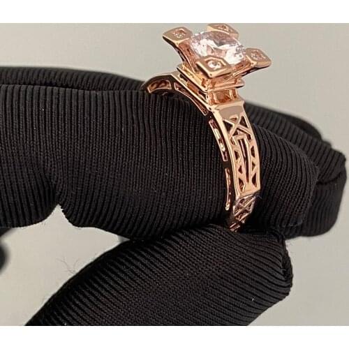 French Eiffel Tower Jewelry Gift Engagement Rings for Women Franch Rose Gold Color Austrian Crystal Fashion Birthday Gift