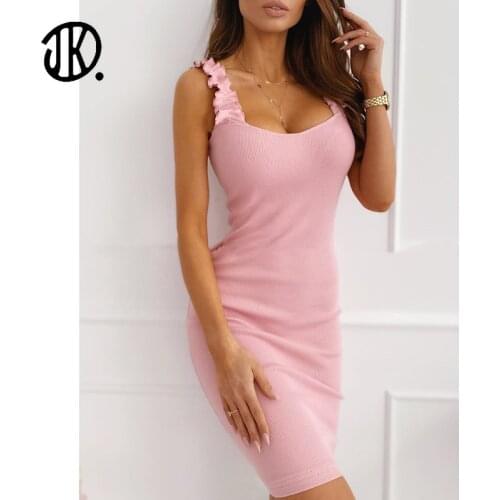 Ladies Boho Spaghetti Dress Solid Color Strap Sundress Summer Lace Ruched Ruffles Mini Skinny Dresses Lady A-Line Vestidos XL