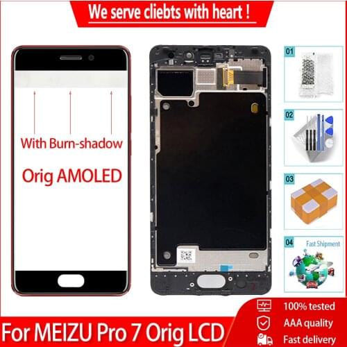 5.2'' AMOLED For Meizu Pro 7 M792H M792Q LCD Display Touch Screen With Frame Digitizer Panel Assembly Replacement Parts+Tools