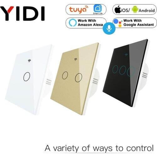 1/2/3 Gang WiFi Smart Switch RF433 EU UK Remote Control Glass Panel Light Switch Smart Life Tuya Works With Alexa Google Home