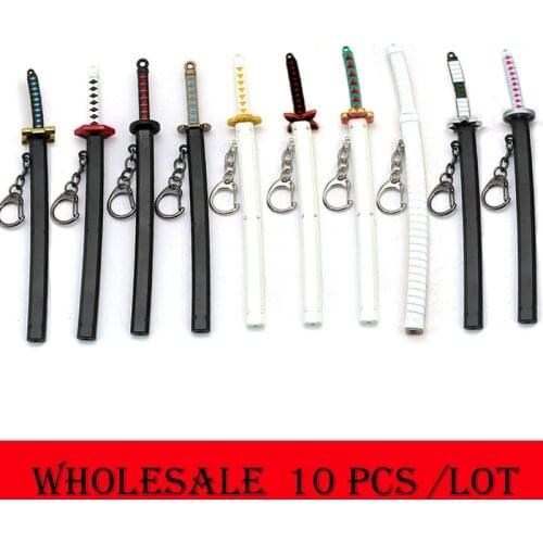 1 Sets Anime Demon Slayer Sword Keychain Blade of Ghost 17cm Metal Pendant Keyrings Kamado Tanjirou Weapons Keychain Cosplay