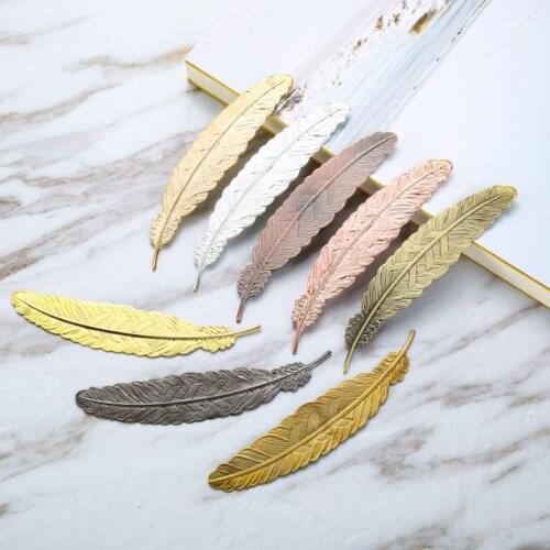1pc Cute Creative Golden Feather Metal Bookmark Stationery Bookmarks Book Clip Office Accessories School Supplies