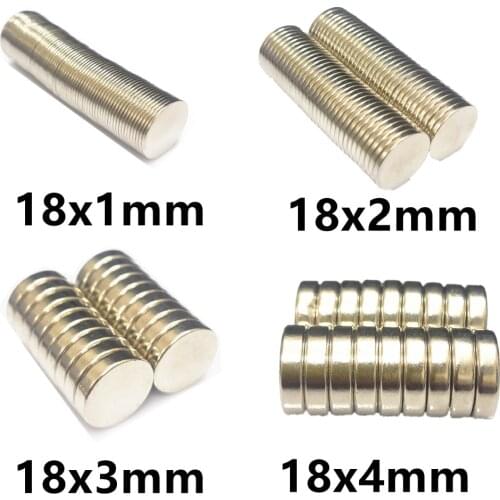 10 20 50PCS/LOT NdFeB Magnet 18*1 18*2 18*3 18*4 N35 Disc MAGNET 18x1 18x2 18x3 18x4 Round Neodymium Speaker Magnets