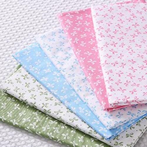 100% Cotton Fabric ViaPhil Pink Green Blue Bowknot Printed Cotton Fabric DIY Patchwork Textile Tissue Home Clothing
