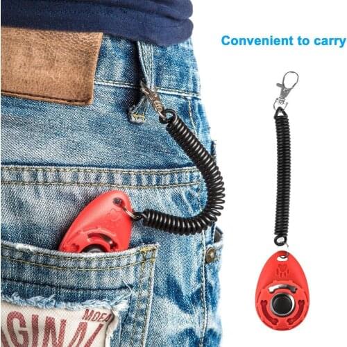 86*Dog Pet Click Clicker Training Obedience Agility Trainer Aid Wrist Strap New
