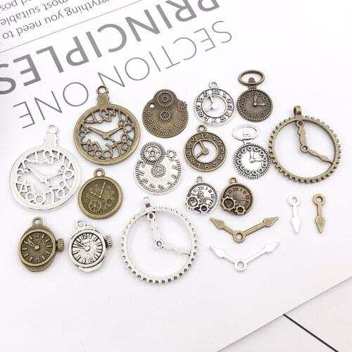 20Pcs Clock Charms Pendants DIY Jewelry Making Alloy Findings Accessory For Necklaces Earrings