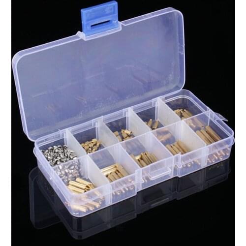 270pcs/Set M2BT1 M2 3-25mm Male to Female PCB Standoff Brass Screw Nut Assortment Kit Set For Hardware Tools with Plastic Box
