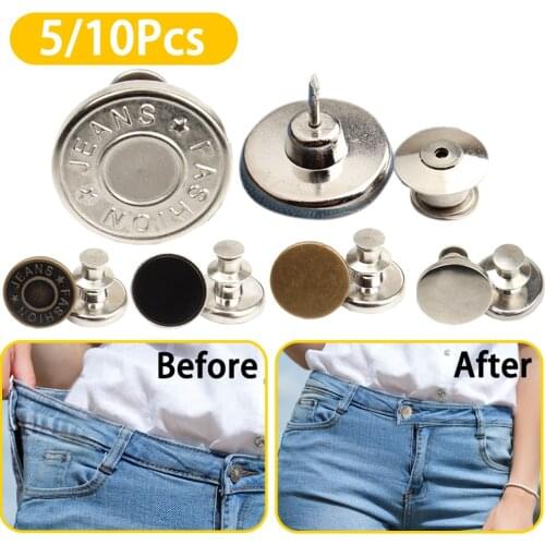 5/10 Pcs Retractable Metal Jeans Buttons Detachable Snap Fastener Press Stud Button Pant Universal Retro DIY Sewing Supplies