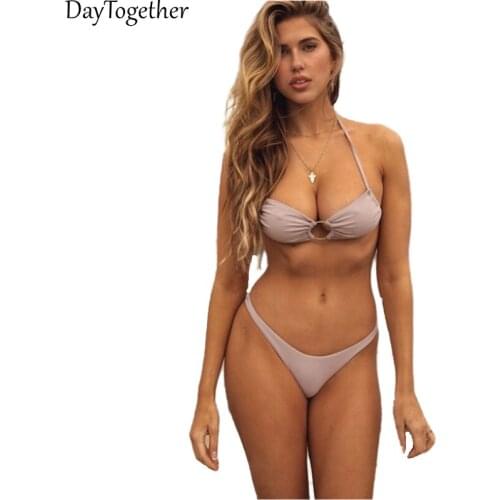 Bikini sexy rice gray two-piece made amazon bikini swimsuit wish the new foreign trade wholesale