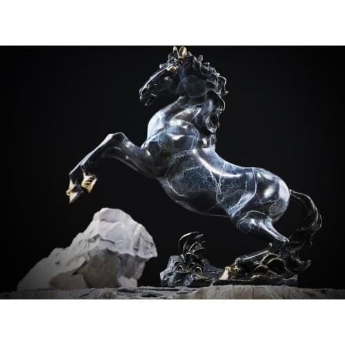 LARGE -TOP COOL -lightning Lucky HORSE home office Business Mascot Money Drawing FENG SHUI horse steed bronze ART Statue
