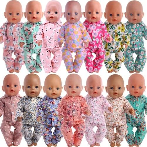 15Colors Cartoon Pajamas&Nightgown Fit 18 Inch American&43 CM Baby Doll Clothes Accessories,Girls Toys,Generation,Birthday G