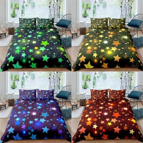 Home Textile Luxury 3D Star Print 2/3Pcs Comfortable Duvet Cover Pillowcase Bedding Sets Single Queen and King EU/US/AU Size