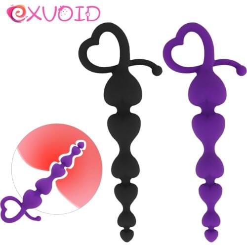 EXVOID Prostate Massager Long Anal Plug Butt Plug for Beginner Anal Beads Sex Toys for Couples Silicone 6 Balls Sex Shop