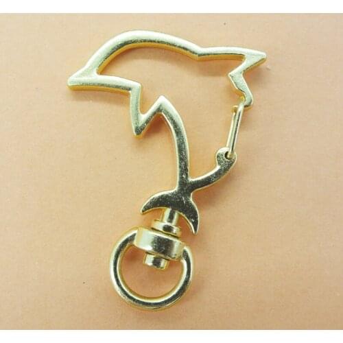 Dolphin shape 100pcs 27X37MM High Quality Zinc Alloy Carabiner Swivel Clasps For Key Ring & Key Chain Rose Gold Tone