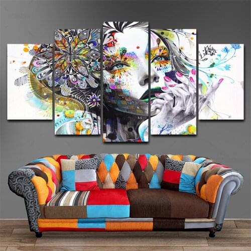 HD Printed 5 Piece Canvas Art Figure painting Canvas Print Wall Pictures for Living Room Home Decor Free Shipping HG-246