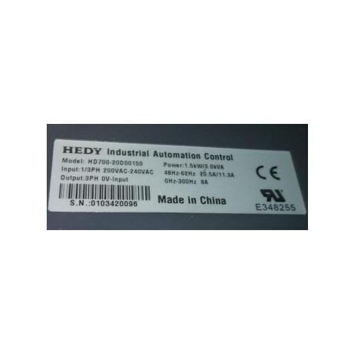 HEDY HD700-20D00150 1.5kw inverters CE for film blowing machine bag making machine 100% new