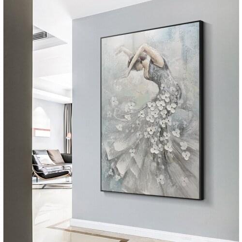 Handmade Canvas Oil Painting Dance Girl Home Decoration Art Picture Rimless