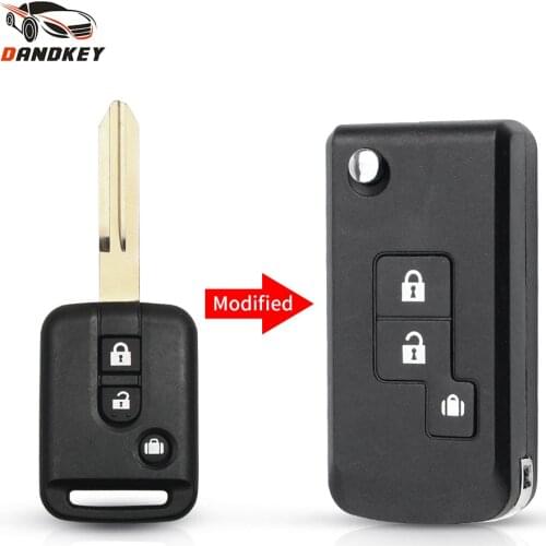 Dandkey Modified Flip 2/3 Buttons Blank Remote Car Key Shell For Nissan Micra 350Z Pathfinder Almera Navara Auto Key Case Fob