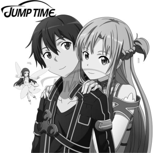 JumpTime 13 x 11.8cm For Kirito, Asuna & Yui Grayscale Car Assessoires Motorcycle Refrigerator Windows Laptop Waterproof Decals