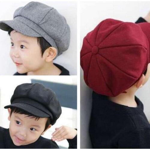 Fashion Kids Adult Unisex Solid Color Octagonal Peaked Cap Painter Beret Hat