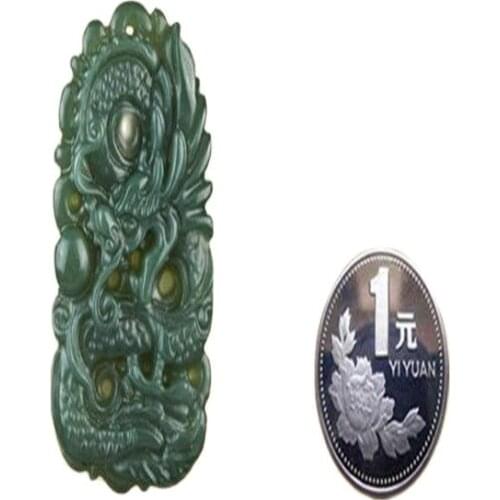 China Hand engraving Natural Xinjiang Hetian Yuqing Yulong Pendant Necklace