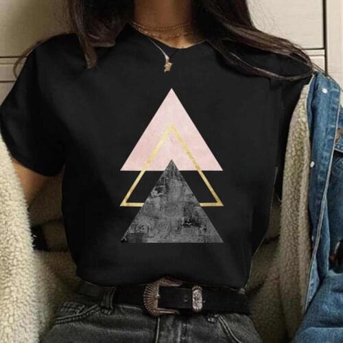 Beautiful Geometry Printed Women T Shirt Harajuku 90s Fashion Graphic T-shirt Ladies Tops Tee Cute Short Sleeve Tshirt Female T