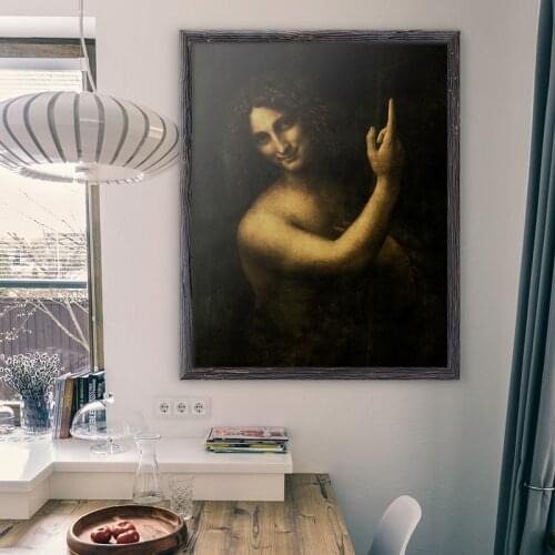 Leonardo Da Vinci Bible st john the baptist Classic Canvas Art Print Painting Poster, Wall Pictrues For Living Room Home Decor