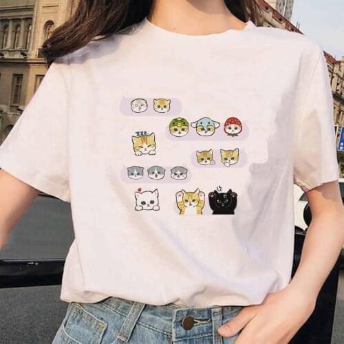 Summer New Fashion Short Sleeve Women T-shirt Ladies Cute Cartoon Cat Graphic Printed Tshirts Girls Harajuku Casual Tops Tee