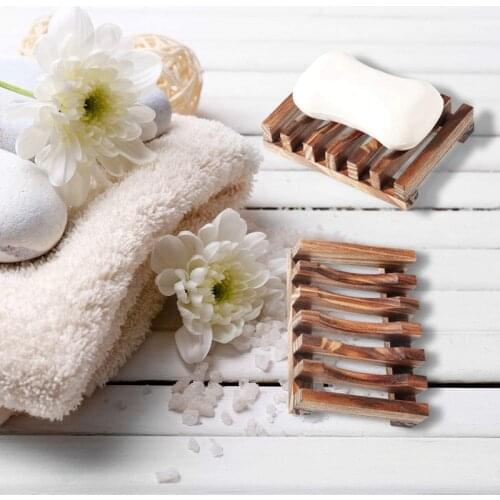 Hot 4 Pcs of Wooden Soap Holder Natural Rectangular Wooden Soap Box Holder Suitable for Kitchen and Bathroom Soap Box