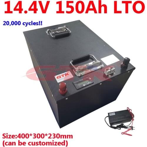 Lithium titanate 14.4v 150ah LTO battery pack gtk BMS 6S deep cycles for 12v UPS Boat RV inverter vehicle solar + 20A Charger