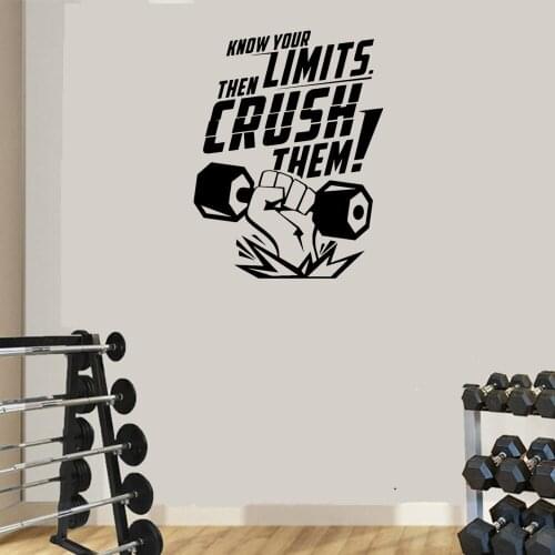 Motivational Quote Gym Wall Sticker For Living Room Gym Sport Fitness Vinyl Sticker Interior Decor Mural Removable ph783
