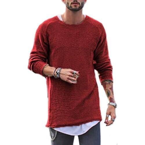 Men Solid Causal Sweater For Men Crew Neck Long Sleeve Hip Hops Stylish Sweater Male Fashion Streetwear Sweater Tops Fashion New