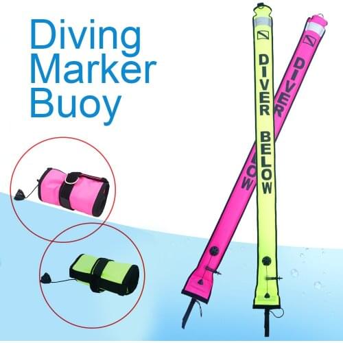 1.8M Visible Inflatable Signal Tube Scuba Diving Surface Signal Marker Buoy Sausage Signal Marker Diving Scuba Accessory