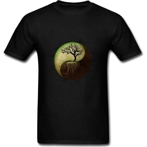 New Arrival Yin Yang Tree T-shirt Print T Shirt Mens Tshirts Black Chinese Chic Clothes Vintage Graphic Tops Cotton Tees Quality