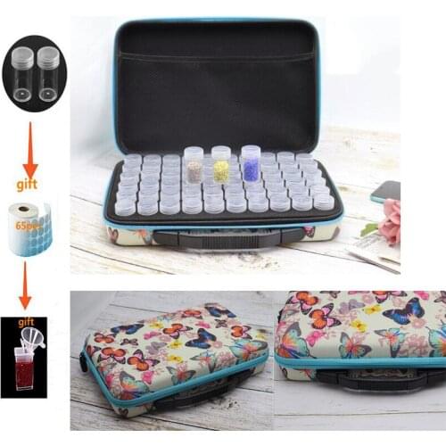 New style 60 Bottles diamond mosaic Tool Container Storage Butterfly Diamond Painting Box Accessories Holder Hand Bag Zipper box