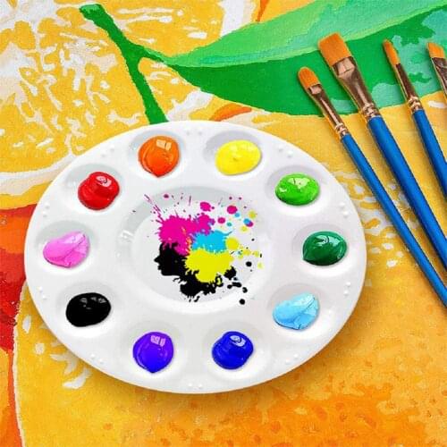 11 Grid Plastic Palette Small Portable Watercolor Palette Round Pens Paint Tray Artistic Drawing Set Painting Artistic Creation