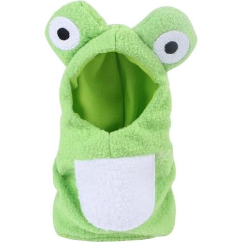 Plush Funny Frog Shaped Birds Clothes Flying Suit Parrots Costume Cosplay Outfit Winter Warm Hat Hooded Pet Accessories for
