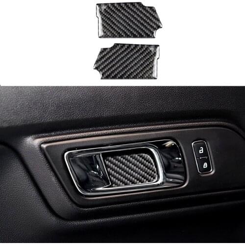 Fit For Ford Mustang 2015-2020 Carbon Fiber Handles Door Bowl Decorative Cover Sticker Car Styling Interior Accessories