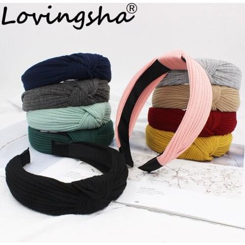 LOVINGSHA Turban Headband Elastic Hair Accessories for Girls Ladies Top Knot No Slip Knotted Vintage Cross Women Hairband HB003