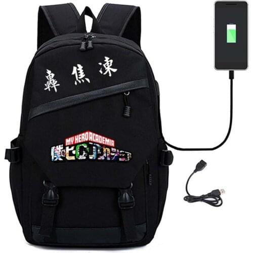 Todoroki Shoto Backpack Anime My Hero Academia Multifunction USB Charging Laptop Japanese Shoulder Travel Bags For Boys Girls