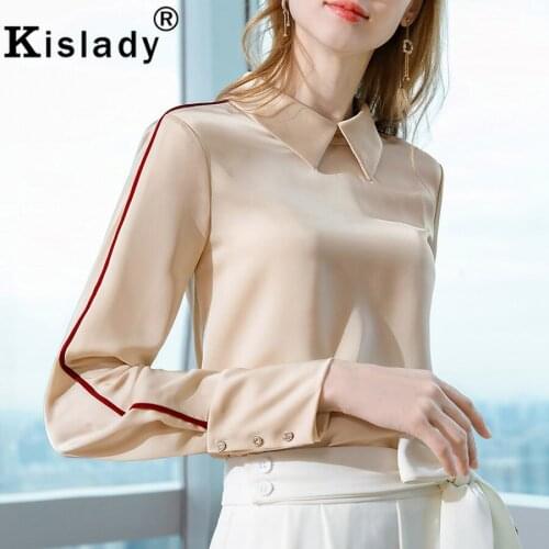 Spring Autumn Temperament OL Tops Plus Size Clothes Turn-down Collar Long Sleeve Gothic Women Shirts Korean Patchwork Sexy Shirt