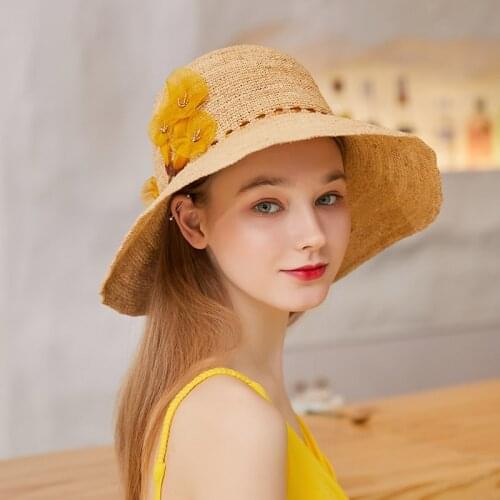 Wide Eave Raffia Sun Protection Hat Female Summer Hats Ladies Shopping Holiday Trip Crochet Sunscreen Morning Glory Caps H6568