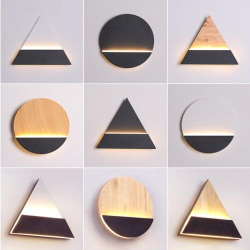 Led wall lamp modern minimalist villa living room bedroom dining room home wood wall lamp hard indoor lighting decorative lamps